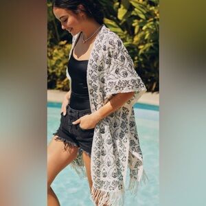 Anthropologie Black and White Kimono Top